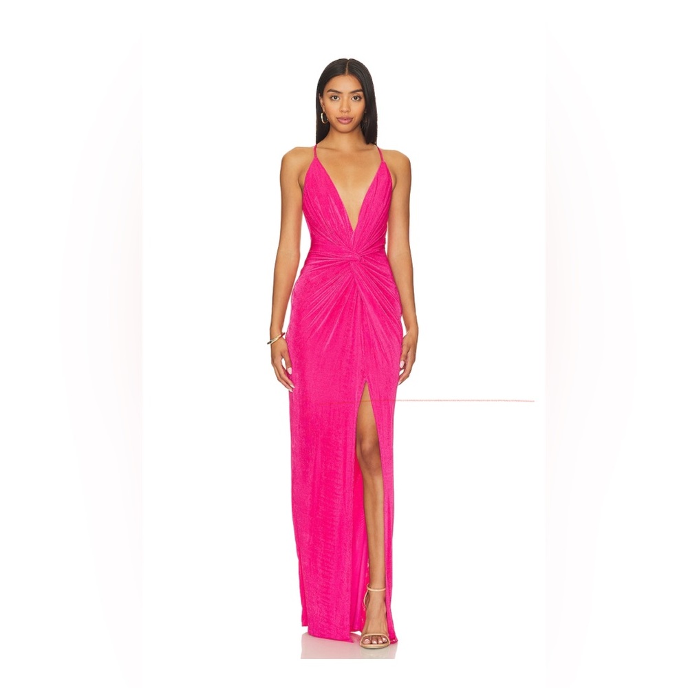 Katie May Pixie Gown in pink peacock revolve maxi dress WORN ONCE